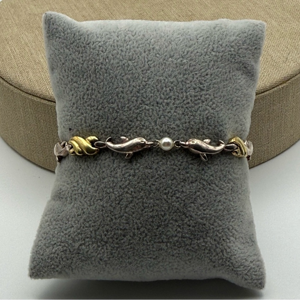 Lenox Sterling Silver and Gold tone Dolphin Bracelet